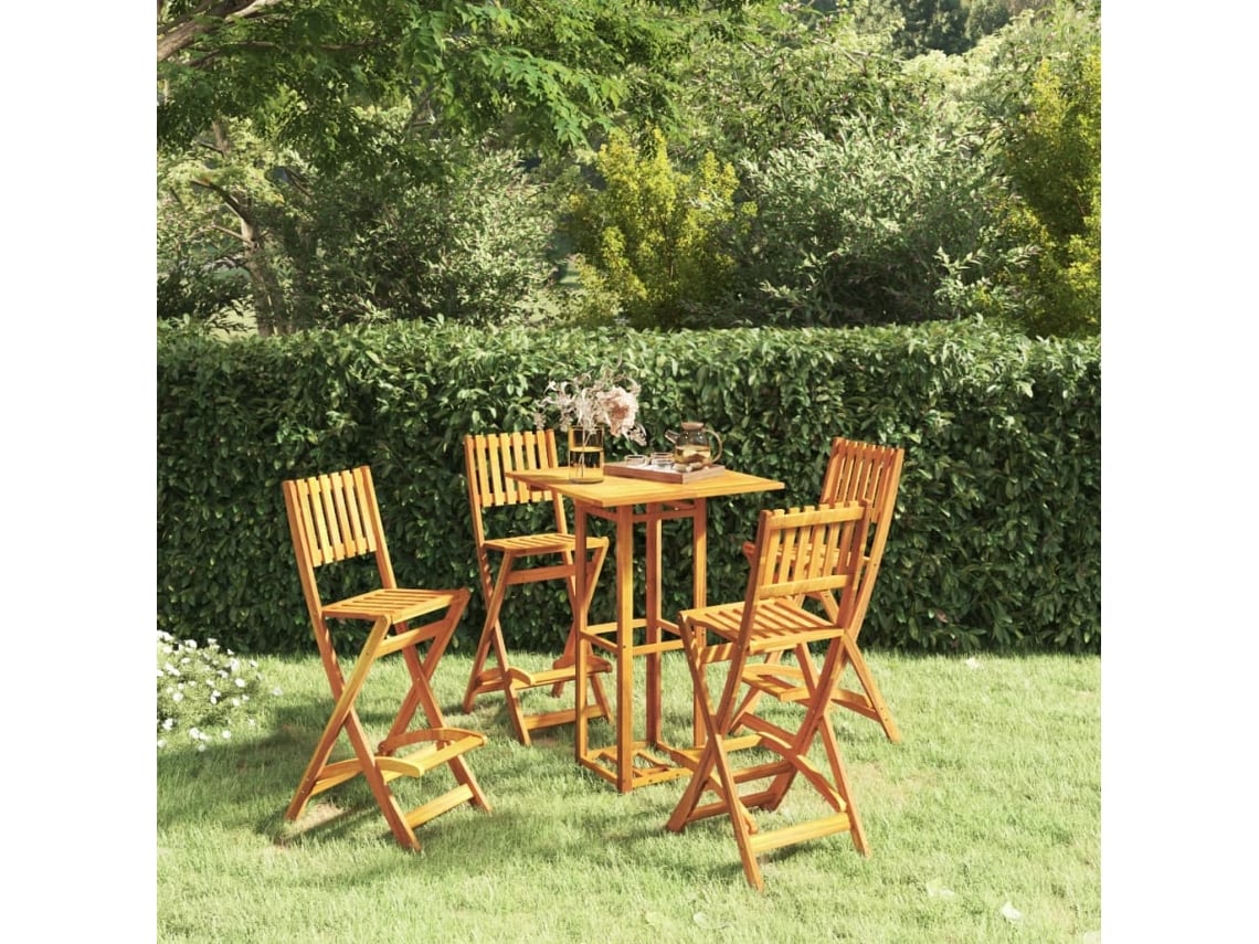 Juego de 2 barras de bar para exterior de madera maciza de acacia, DKD Home Decor