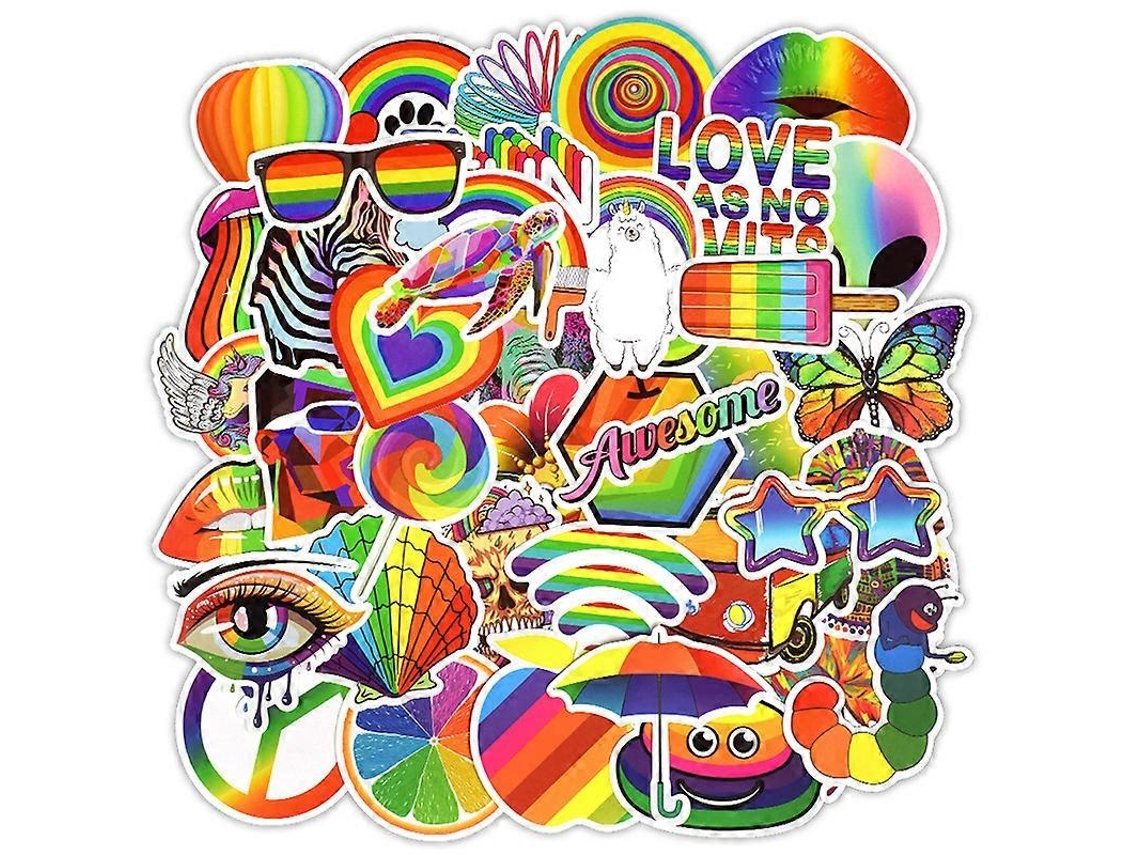Paquete de 50 pegatinas - Arcoíris multicolor