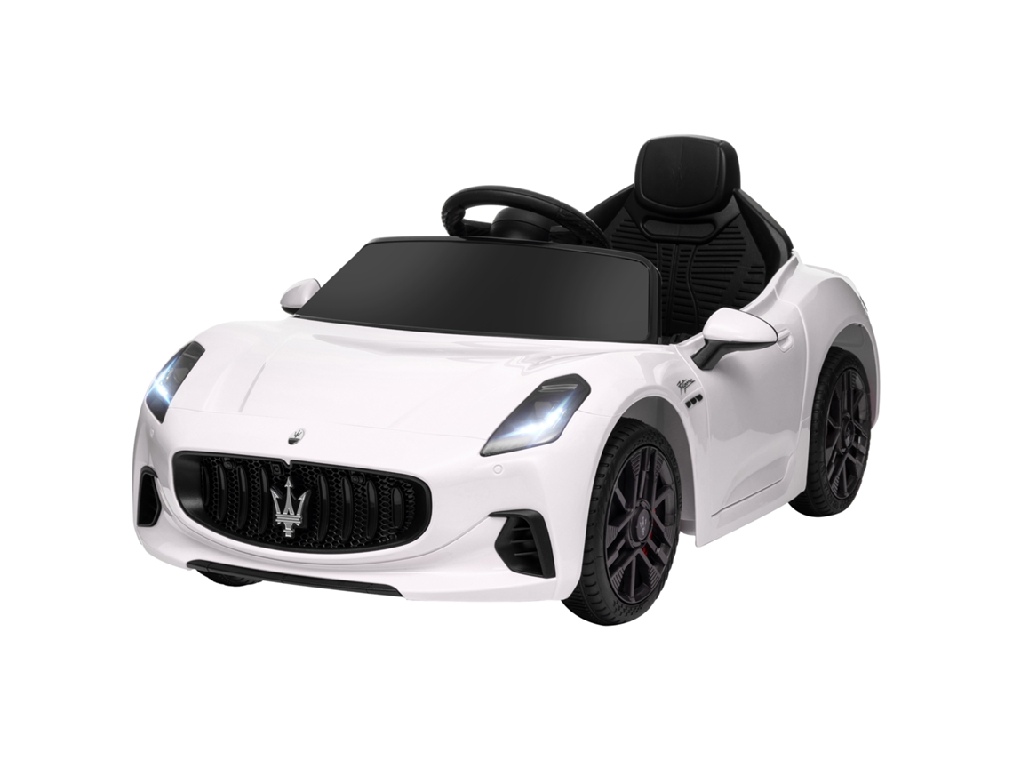 Coche Eléctrico Infantil Maserati Gran Turismo De 12 V Con Control Mp3, Color Blanco.