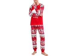 Omni-conjunto De Pijamas Navideños Para Familia Con Cuello Redondo Manga Larga, Padre E Hijo, Rojo Talla M
