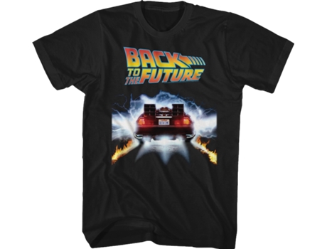 Camiseta Unisexo DEEPSTONE OUTATIME DeLorean Back To The Future Negro (XXL)