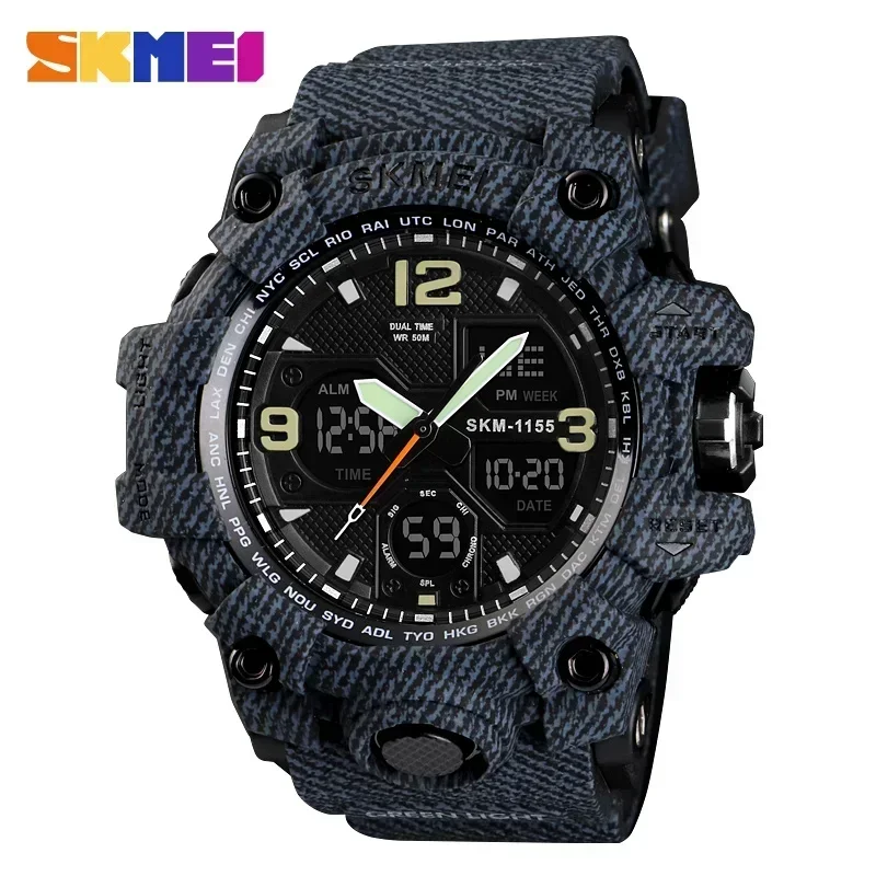Reloj Deportivo Militar Digital Para Hombre (negro), Resistente Al Agua Hasta 5 Bares, Con Doble Pantalla.
