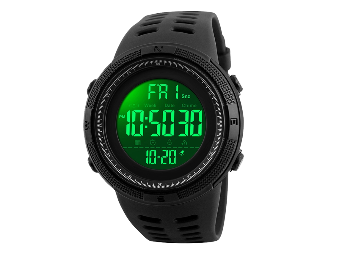Reloj Deportivo Digital Para Hombre, Resistente Al Agua Hasta 50 M, Led, Cronómetro, Alarma, Color Negro.
