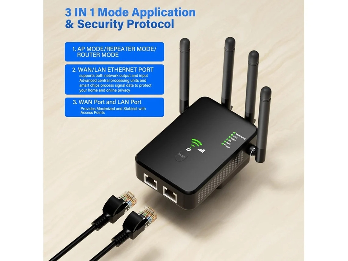 Extensor WiFi de 1200 Mbps para una cobertura de hasta 12,880 pies cuadrados Yizhood