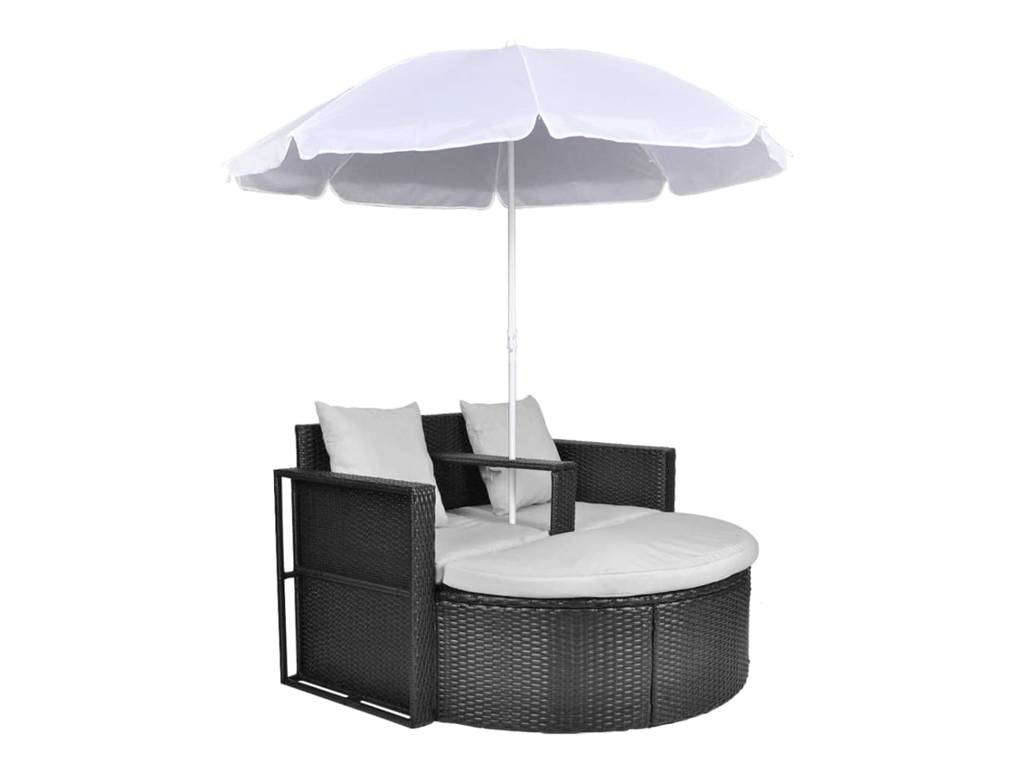 Maison Exclusive - Cama De Jardín Con Sombrilla Ratán Sintético Negro
