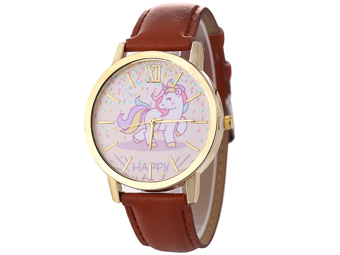 Reloj Casual De Moda Zlf0571-f Unisex Cuarzo Con Correa De Cuero Marrón