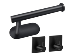 Juego De 3 Toalleros De Acero Inoxidable Sin Taladros - Ideal Para Baño Y Cocina - Negro