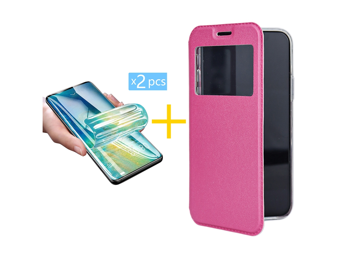 Pack 2 X Película de Vidrio Templado Hidrogel Funda GANDY por Samsung Galaxy S23 Plus Flip Cover GANDY Rosa GANDY