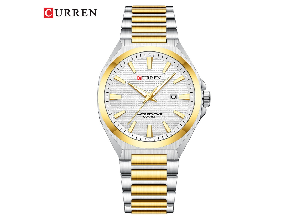 Reloj De Negocios Para Hombre (bicolor Blanco), Con Calendario Y Movimiento De Cuarzo.