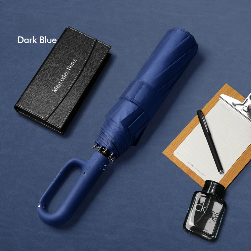 Paraguas Plegable Automático Para Hombre De 20 Varillas (azul Oscuro) Con Diseño Entrelazado, Tamaño Extragrande, Paraguas Doble Para Mujer.