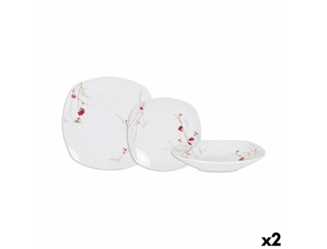 Set de Vajilla HOME STYLE Sakura (Porcelana - 18 Piezas - Cuadrado)