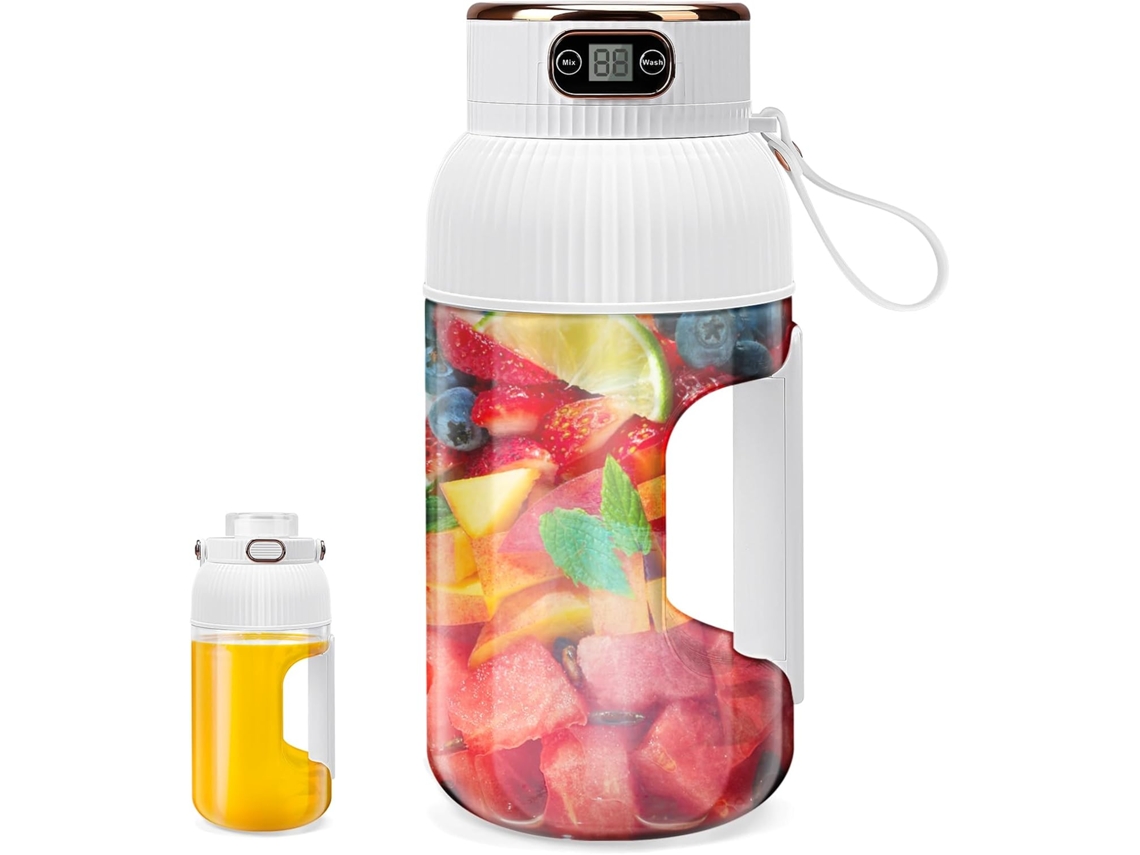 Liquidificador E Espremedor Portátil De 1,2 L, Bateria De 2600 Mah, 10 Lâminas, Visor Digital Chronus (branco)