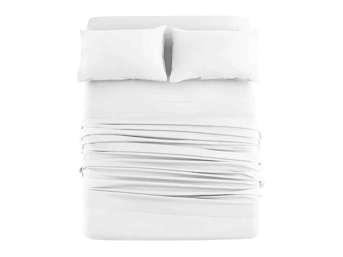 Juego De Sábanas De Algodón Tejidas 4 Piezas Suaves Y Transpirables Con Bolsillos Profundos 145 Gsm Blanco