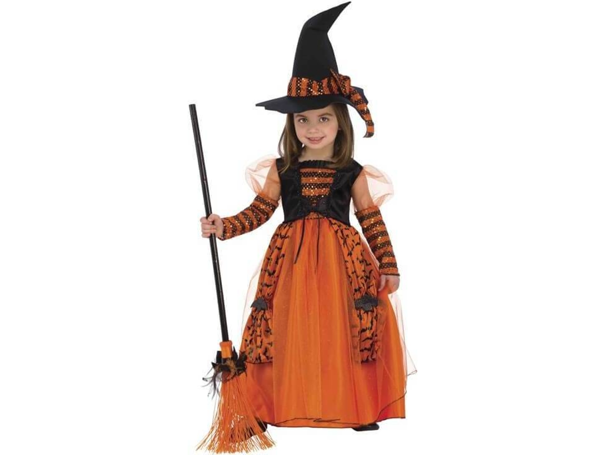 Disfraz de Niña DISFRAZZES Bruja Naranja Y Negro (Talla: 8 a 10 años)