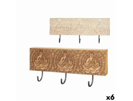 Perchero de Pared Madera de mango 38 x 16 x 5 cm (6 Unidades) Buda GIFT DECOR