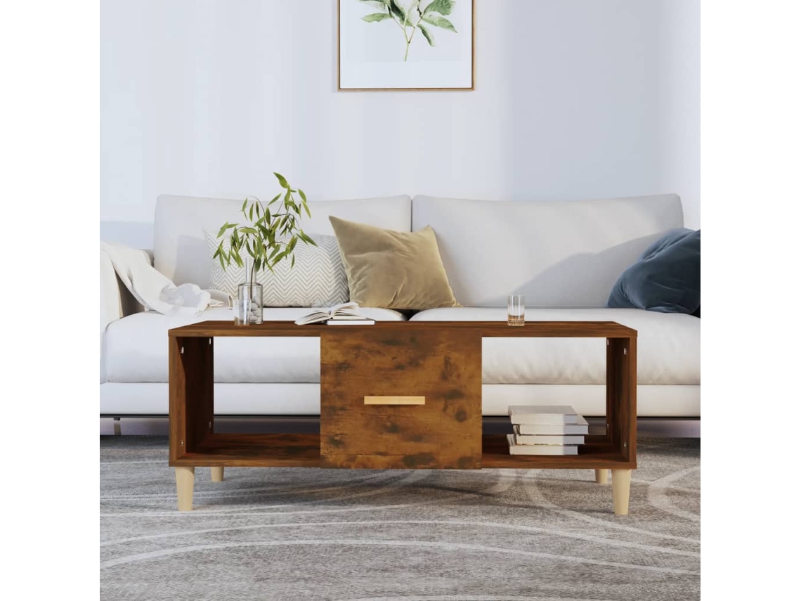 Mesa de Centro Apoyo 102X50X40 cm Derivados Madera Roble Fumado