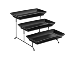 Plato para servir, de cerámica, con soporte plegable resistente, negro, 14 pulgadas (fabricado por una empresa de fabricación de equipos originales).