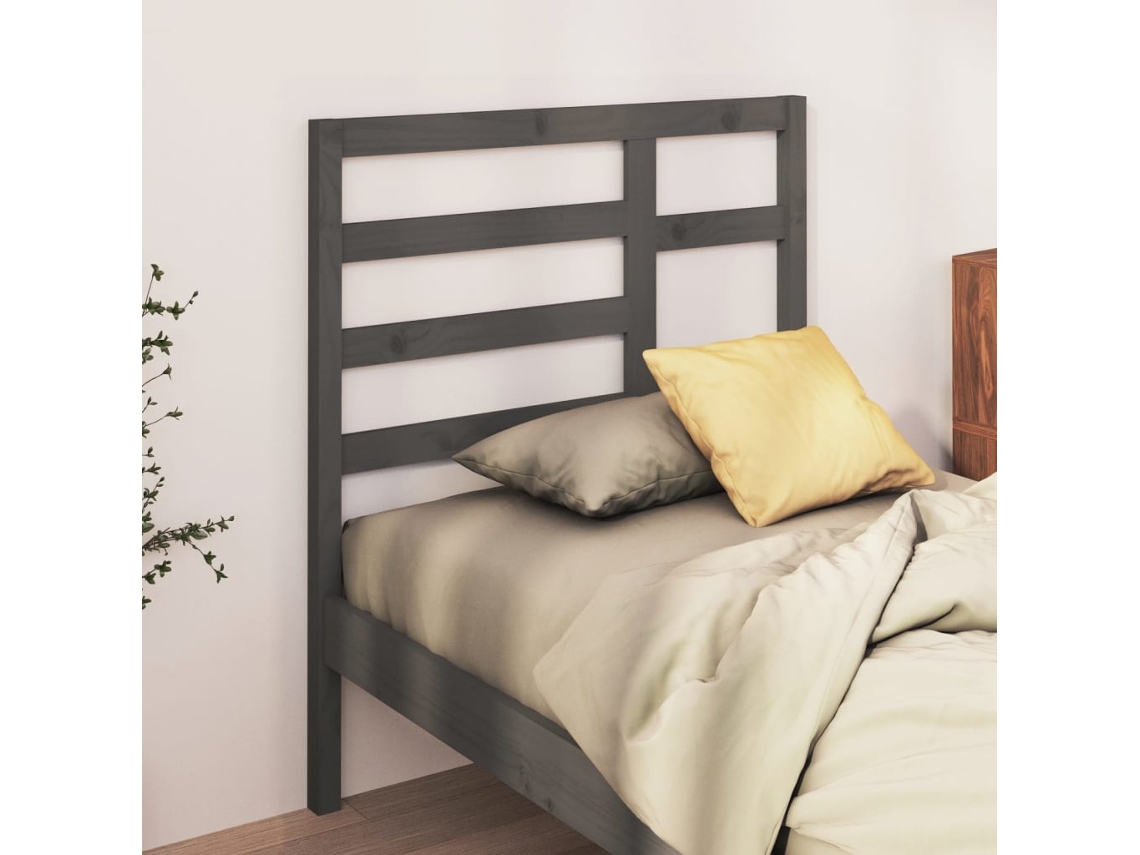Cabecero De Cama Madera Maciza De Pino Gris 96x4x104 Cm