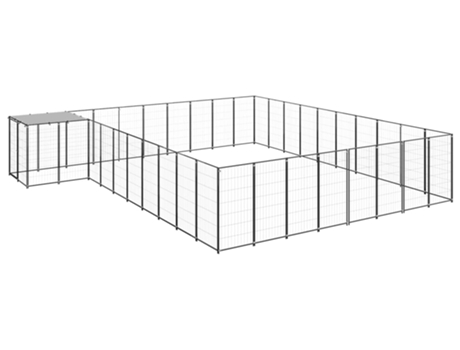 vidaXL Perrera negra 25,41 m² acero
