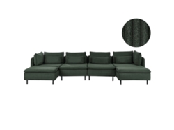 Sofá De Canto Modular De 4 Lugares Estofado Beliani Egeris De Bombazine Verde 346x149x80