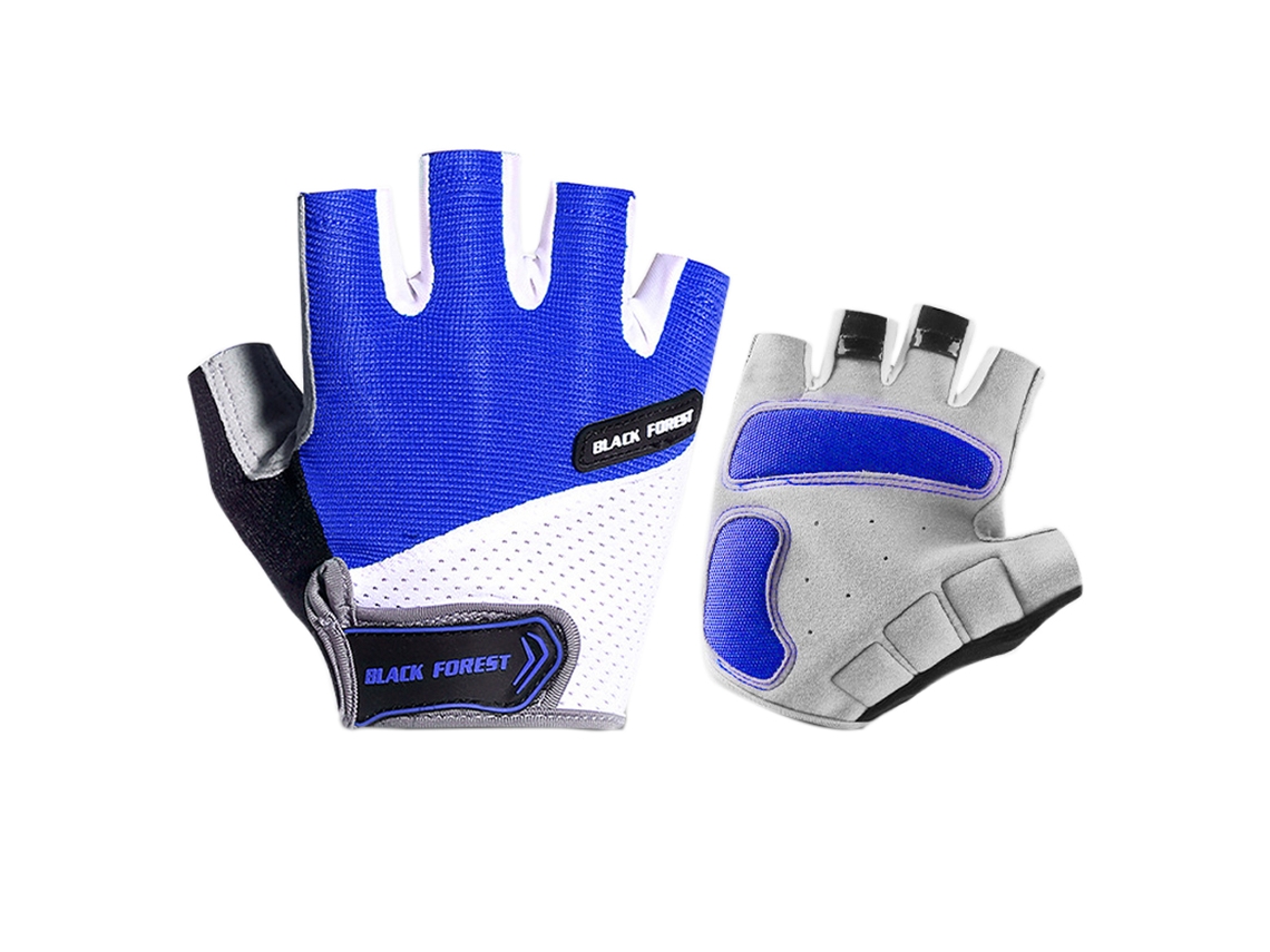 Guantes de ciclismo de medio dedo, transpirables, antideslizantes y con absorción de impactos para hombre y mujer (azul)