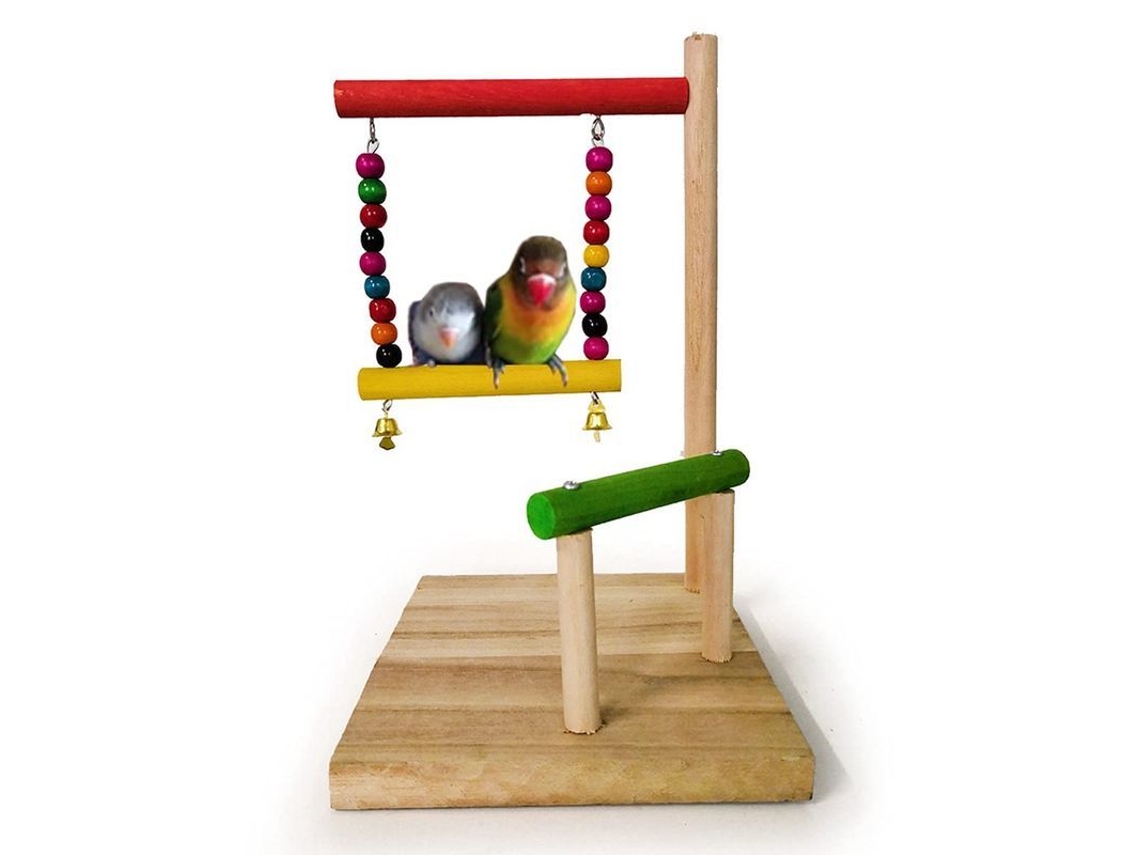 2026-juguete De Madera Para Loros, Gimnasio De Juego Con Percha Para Aves Pequeñas Y Medianas