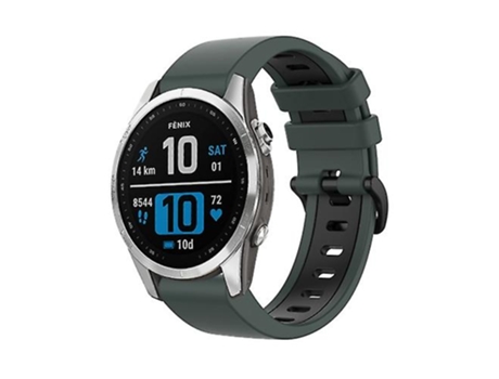 Correa Para Garmin Fenix 7S 22mm Correa De Reloj Deportiva De Silicona De Dos Colores Verde Oliva-Negro VENISYMLIS