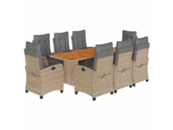 Maison Exclusive - Set Comedor De Jardín 9 Pzas Con Cojines Ratán Sintético Beige