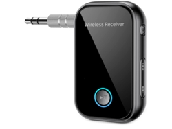 Receptor Bluetooth 5.0, adaptador auxiliar Bluetooth para coche con cancelación de ruido/llamadas manos libres, miniadaptador de audio Bluetooth inalámbrico de 3,5 mm para coche/estéreo doméstico/alta