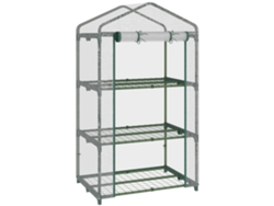 Estufa De Jardim Com 3 Prateleiras Metálicas E Porta Enrolável Estufa De Varanda Exterior Para Cultivo De Plantas Flores 69x49x125cm Transparente