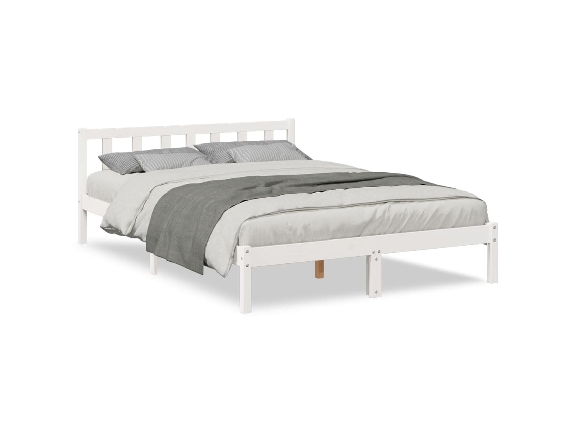 Maison Exclusive - Cama Extralarga Sin Colchón Madera Maciza Pino Blanca 140x220cm