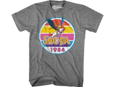 Camisetas Unisex DEEPSTONE She-Ra Vintage 1984 Stripes Masters of the Universe Brezo de grafito (XXXL)