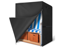 Funda Impermeable Para Muebles De Exterior, Color Negro, Para Balcón, Jardín Y Terraza, Con Doble Costura Resistente Al Viento, Cuerda Ajustable, Tela