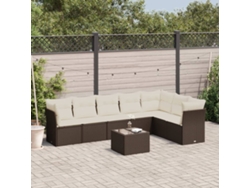 Conjunto de sofás de jardín con cojines de mimbre marrón, Dkd Home Decor