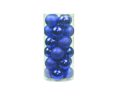 24 piezas de 6 cm de adornos de bolas de Navidad inastillables para la decoración del árbol de Navidad, azul marino de 6 cm