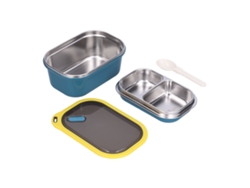 Fiambrera Bento De Acero Inoxidable De 1,2 L Con Tapa Hermética De Dos Capas, Ideal Para Picnics Escolares. Color Azul.