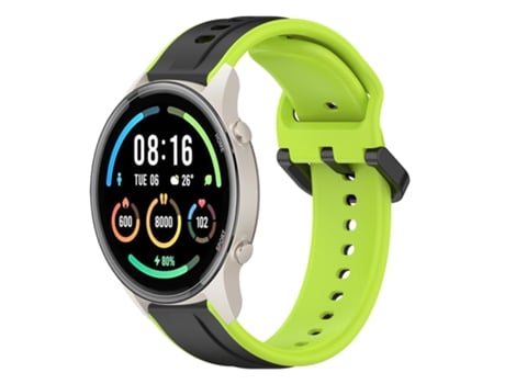 Correa de reloj inteligente para Xiaomi MI Watch Sport 22 mm Convex Loop Banda de reloj de silicona de dos colores (negro + lima)