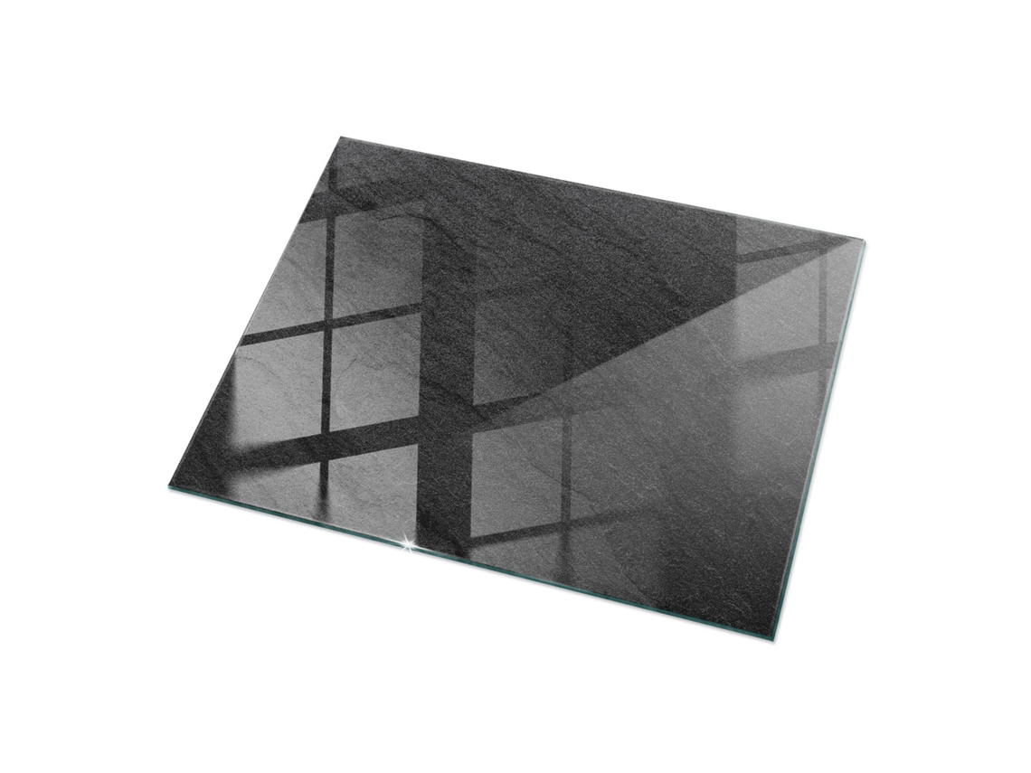 Espejo de sobremesa rectangular de cristal (120 x 80 cm - Textura de piedra natural - Negro)