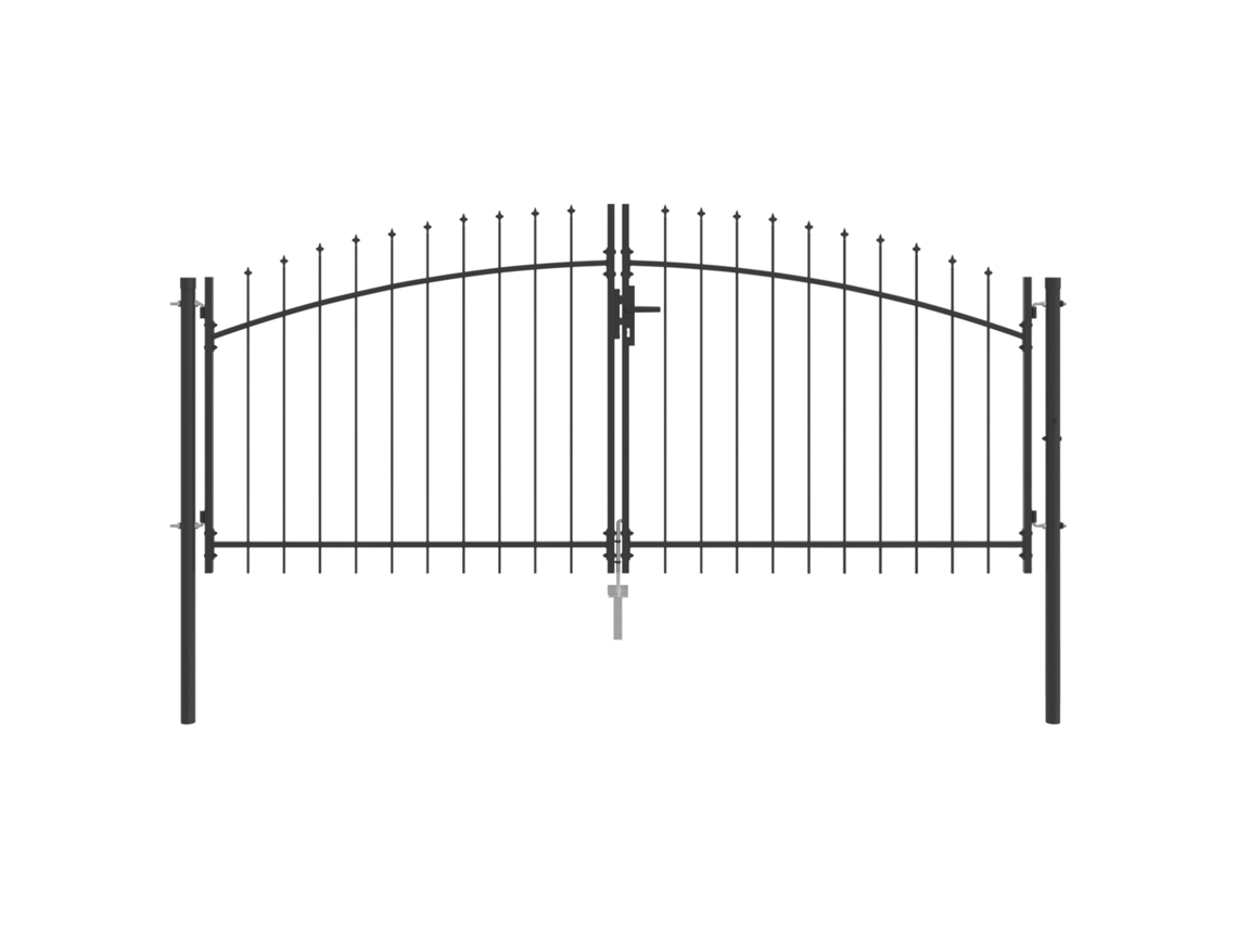 Puerta de jardín Vidaxl con doble apertura y parte superior de acero gris (299,5 x 199,5 cm)