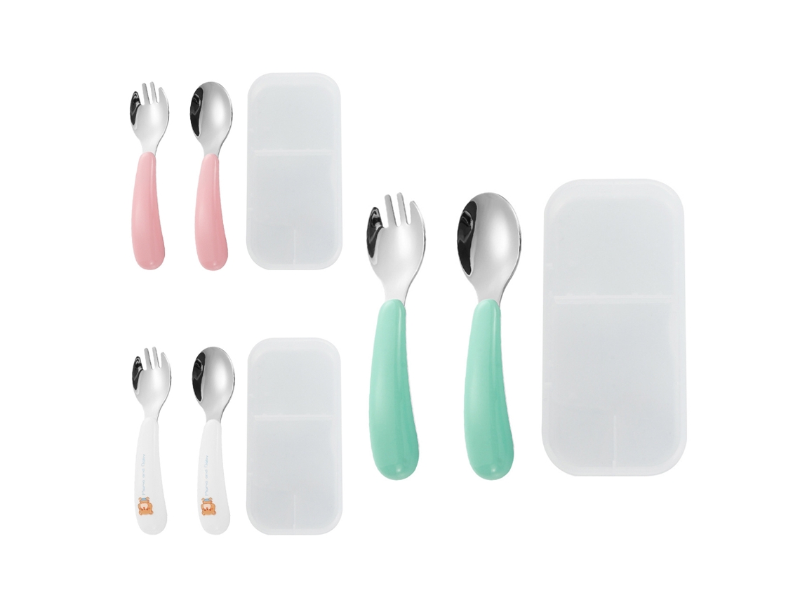 Cubiertos Infantiles - 3 Tenedores y 3 Cucharas en Acero Inoxidable y Silicona TRUYUETY