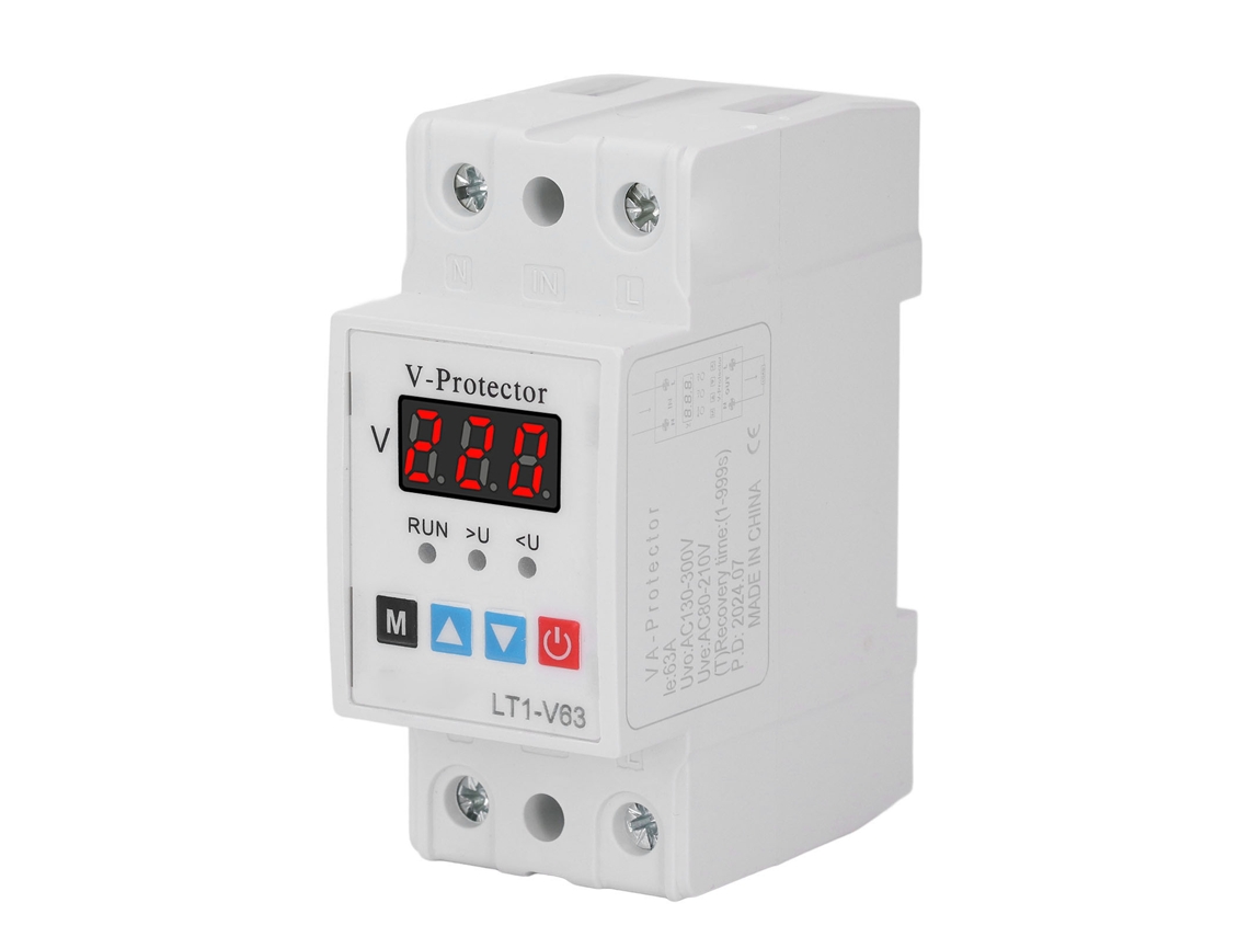 Protector De Voltaje Ajustable Con Reinicio Automático Y Retardo De Sobretensión/subtensión Ac220v 63a