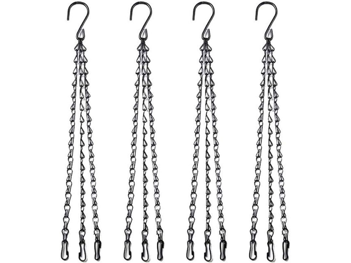 Cadena De Metal Ajustable Para Macetas Colgantes 40cm 3 Cadenas Con Gancho Y Clip Negro 4 Pack