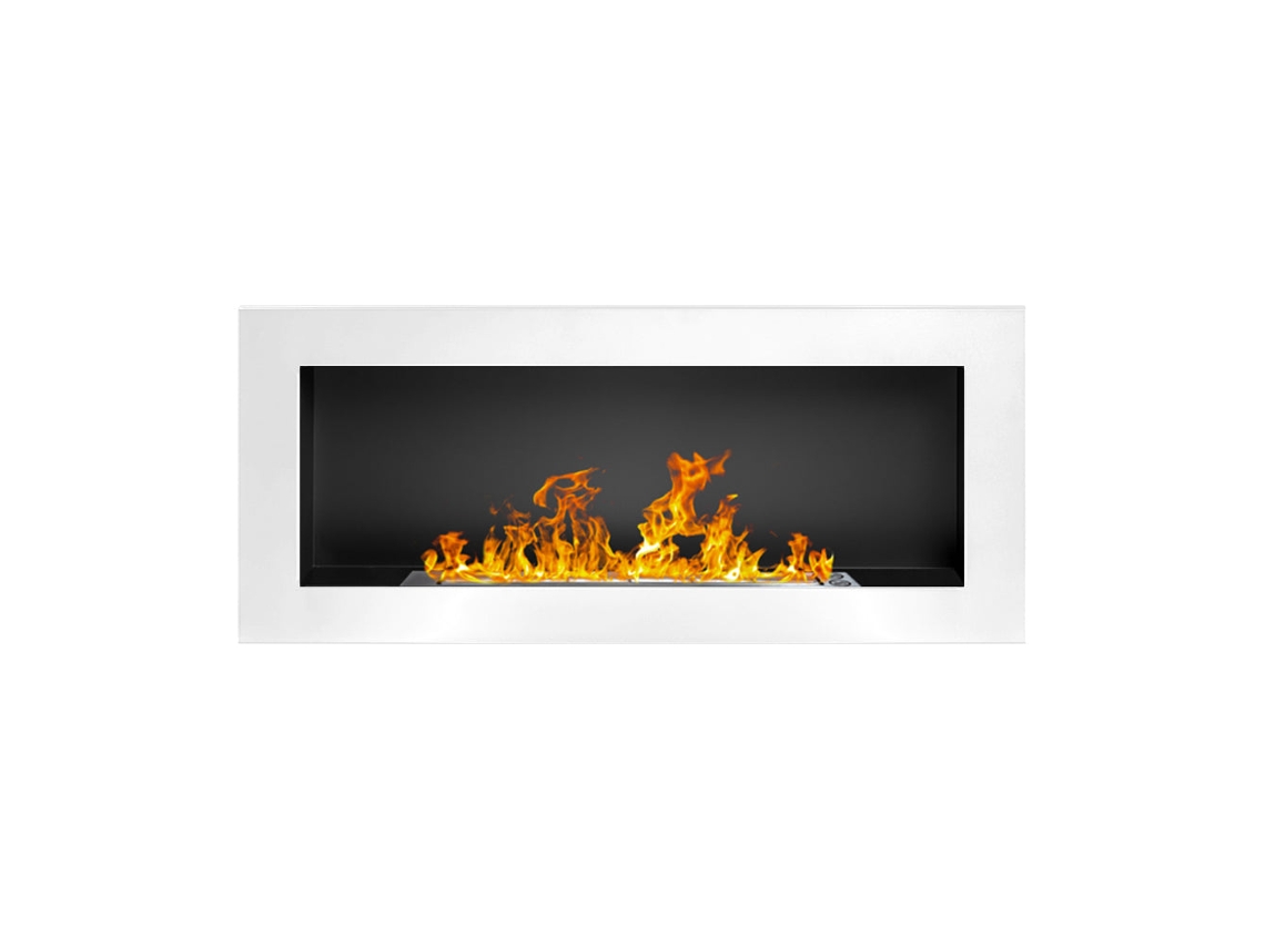 Chimenea de Bioetanol Lucca Blanca, para Paredes Texturizadas, 90 cm Ancho x 12 cm Fondo x 40 cm Alto.