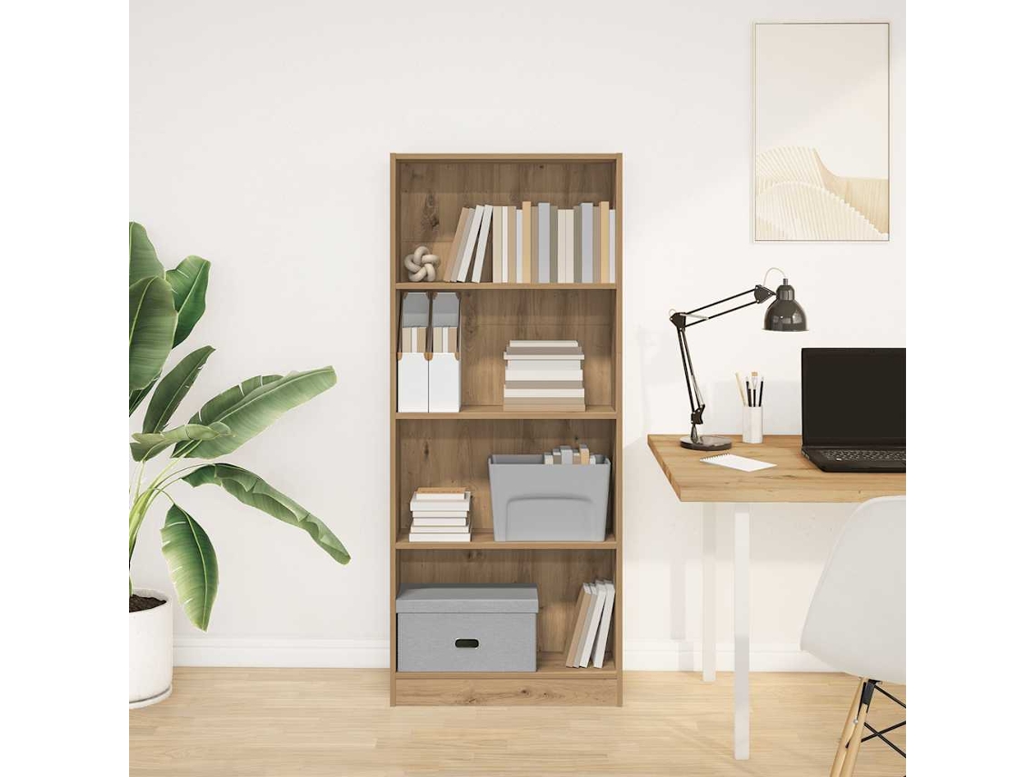 Estantería | Librería | Estante De Libros De Madera De Ingeniería Roble Artesanal 60x24x143 Cm