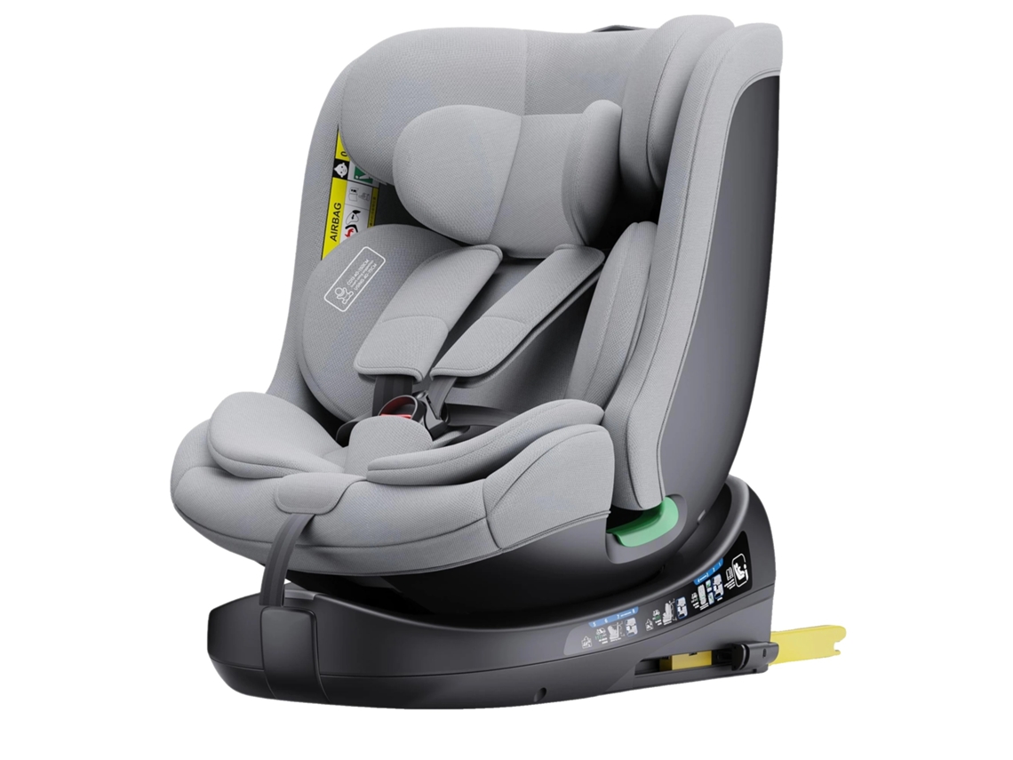 Silla de seguridad infantil, rotación de 360°, compatible con Isofix, gris.