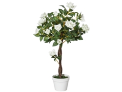 Rosal artificial grande de 90 cm, planta artificial, rosal artificial de plástico en maceta, árbol artificial de aspecto realista. Zkaka