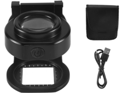 Lupa de sobremesa plegable portátil de tres piezas con aumento de 25x y 6 luces, con conexión USB. Gokoco