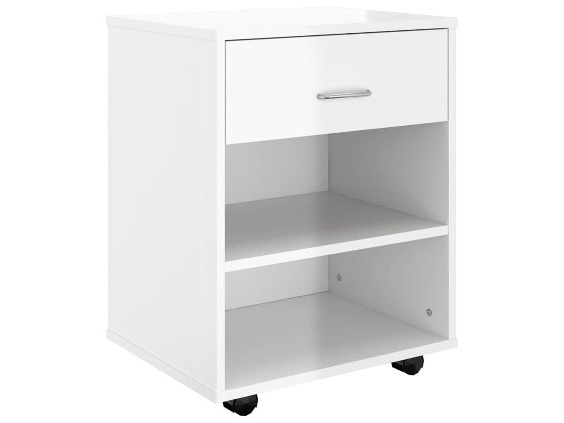 Mueble Blanco Brillo con Ruedas MAISON EXCLUSIVE Derivados de Madera (46x36x59 cm)