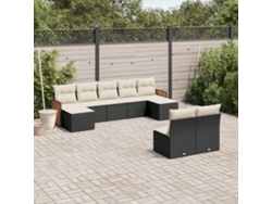Conjunto de sofás de jardín de 9 piezas DKD Home Decor con cojines de mimbre negros
