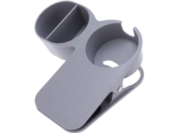 Soporte Para Vasos Con Clip Para Mesa Auxiliar Con Orificio Para Cable Usb En Abs Gris